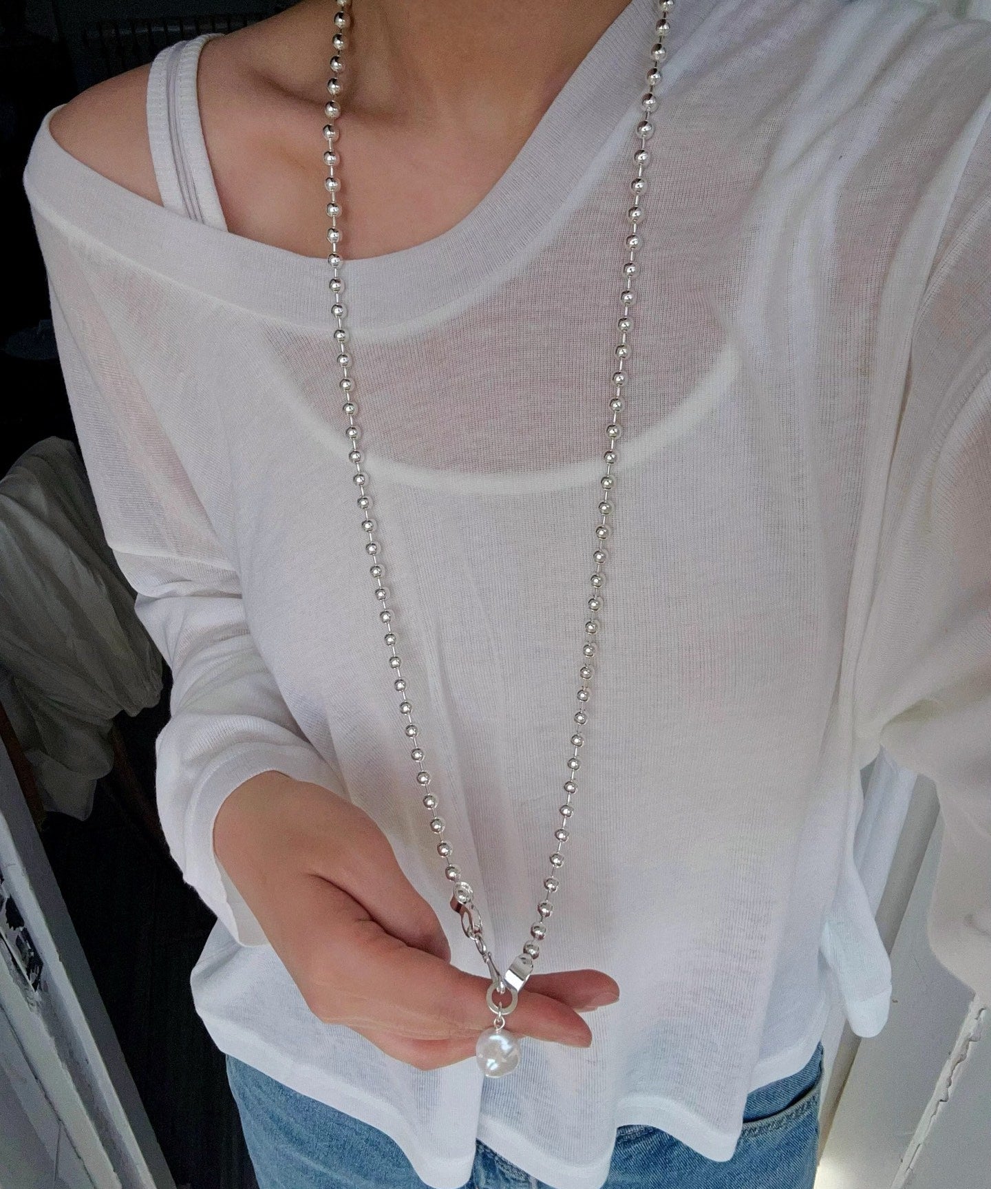 European Baroque Pearl Bead Chain Long Necklace - floysun
