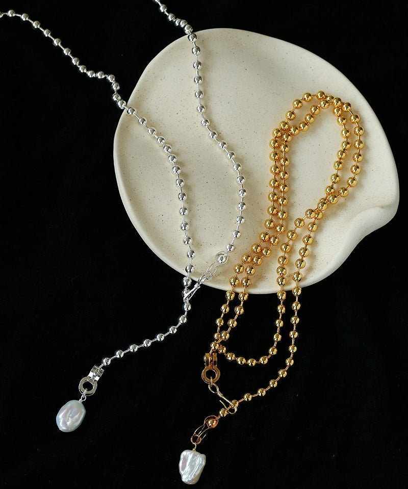 European Baroque Pearl Bead Chain Long Necklace - floysun