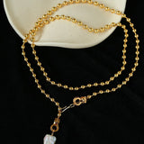 European Baroque Pearl Bead Chain Long Necklace - floysun