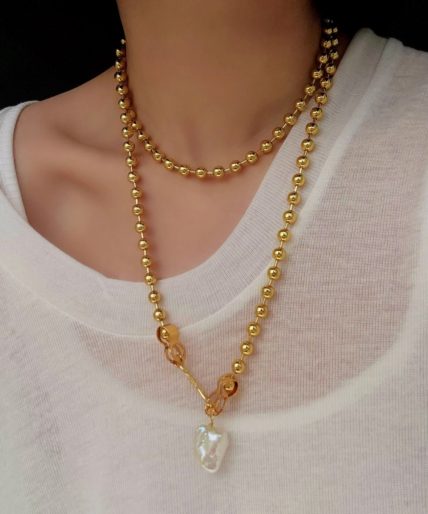 European Baroque Pearl Bead Chain Long Necklace - floysun