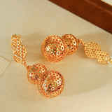 Exaggerated Hollow Gourd “A Hundred Blessings” Earrings - floysun