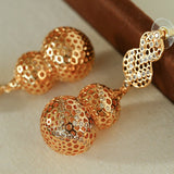 Exaggerated Hollow Gourd “A Hundred Blessings” Earrings - floysun