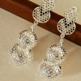 Exaggerated Hollow Gourd “A Hundred Blessings” Earrings - floysun