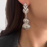 Exaggerated Hollow Gourd “A Hundred Blessings” Earrings - floysun