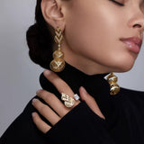 Exaggerated Hollow Gourd “A Hundred Blessings” Earrings - floysun