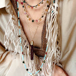 Exclusive Semi - Luxury Turquoise & Rainbow Tourmaline Long Necklace - floysun