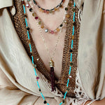 Exclusive Semi - Luxury Turquoise & Rainbow Tourmaline Long Necklace - floysun