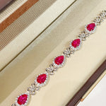 Exquisite Ruby Teardrop & Diamond Bracelet with Four - Leaf Clover Accents - floysun