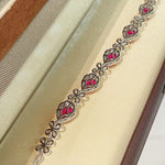 Exquisite Ruby Teardrop & Diamond Bracelet with Four - Leaf Clover Accents - floysun