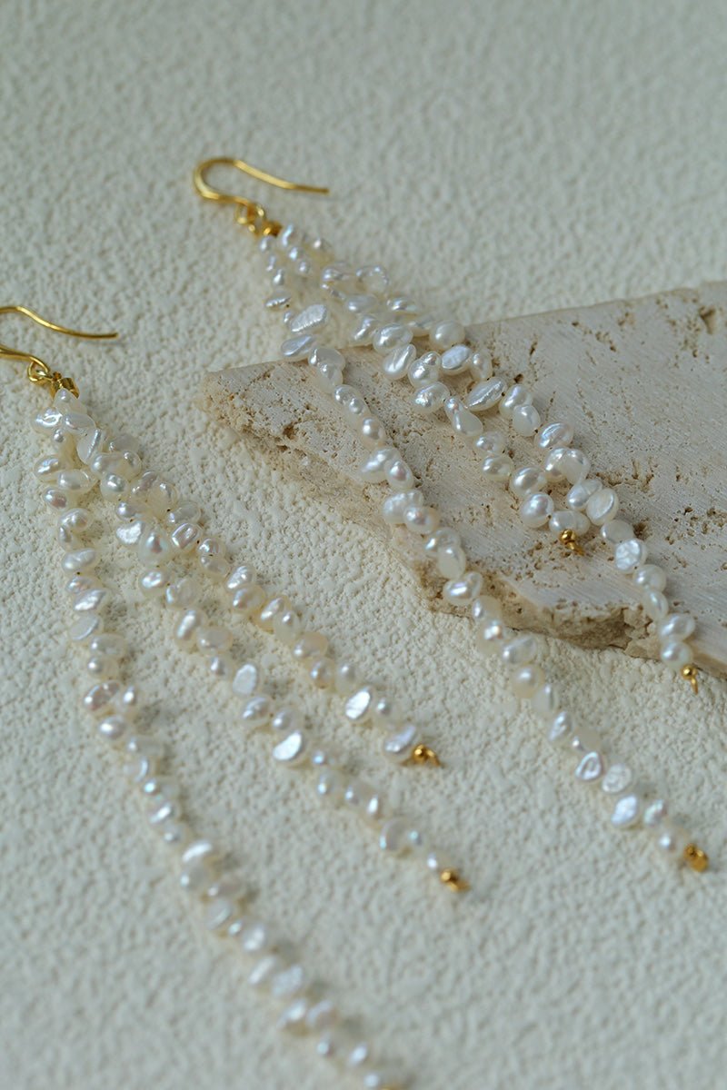 Extra - Long Irregular Pearl Drop Earrings – Ocean - Inspired Elegance - floysun