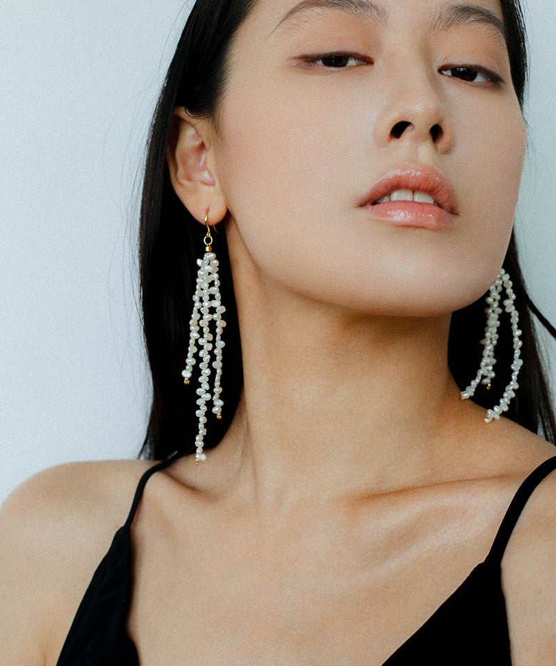 Extra - Long Irregular Pearl Drop Earrings – Ocean - Inspired Elegance - floysun