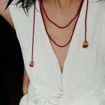 Extra - Long Mini Gemstone Bead Necklace with Lucky Charm Beads – Coral Beads - floysun