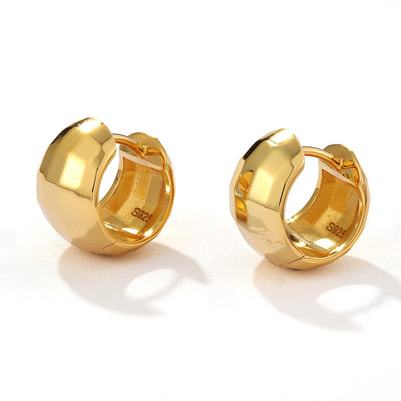 Faceted Chunky Huggie Hoop Earrings - floysun
