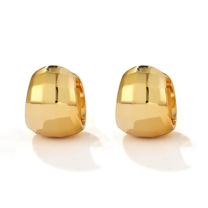 Faceted Chunky Huggie Hoop Earrings - floysun