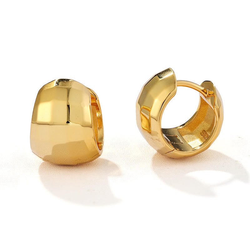 Faceted Chunky Huggie Hoop Earrings - floysun