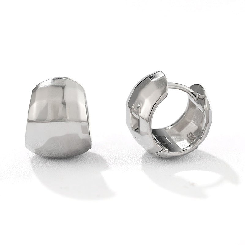 Faceted Chunky Huggie Hoop Earrings - floysun