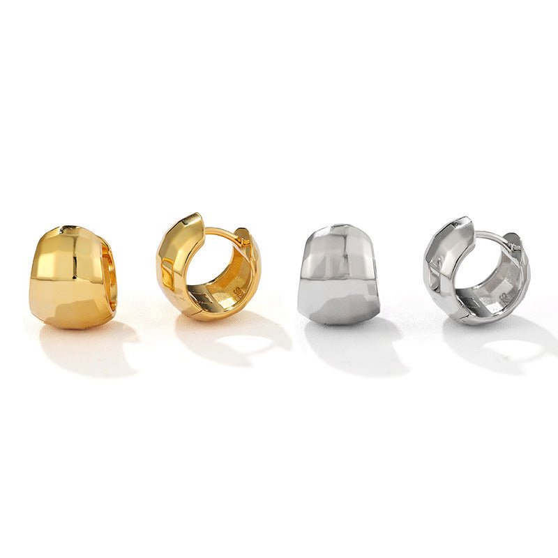 Faceted Chunky Huggie Hoop Earrings - floysun
