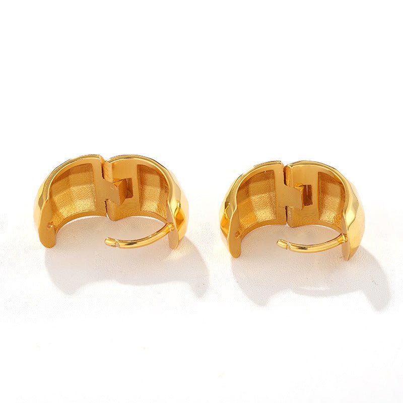 Faceted Chunky Huggie Hoop Earrings - floysun