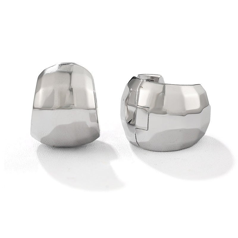 Faceted Chunky Huggie Hoop Earrings - floysun