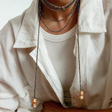 Faceted Gold Ore & Sparkling Stone Multi - Layer Necklace Choker with Pearls - floysun