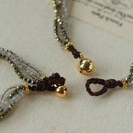 Faceted Gold Ore & Sparkling Stone Multi - Layer Necklace Choker with Pearls - floysun