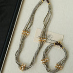 Faceted Gold Ore & Sparkling Stone Multi - Layer Necklace Choker with Pearls - floysun