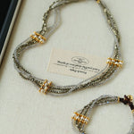 Faceted Gold Ore & Sparkling Stone Multi - Layer Necklace Choker with Pearls - floysun