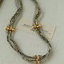 Faceted Gold Ore & Sparkling Stone Multi - Layer Necklace Choker with Pearls - floysun