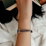 Faceted Golden Ore & Sparkling Stone Multi - Layer Bracelet with Pearls - floysun