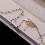 Fairy Link Necklace with 10 - 11mm Natural Freshwater Pearls — Platinum - Plated 925 Silver - floysun