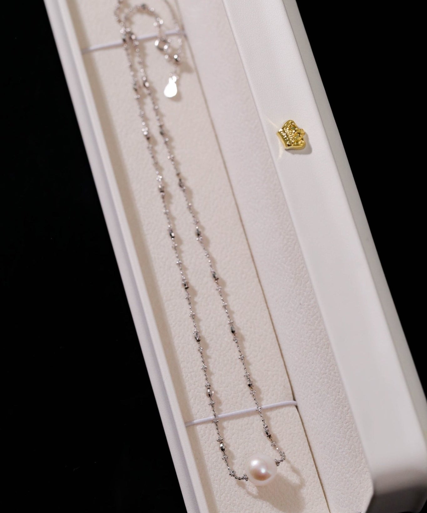 Fairy Link Necklace with 10 - 11mm Natural Freshwater Pearls — Platinum - Plated 925 Silver - floysun