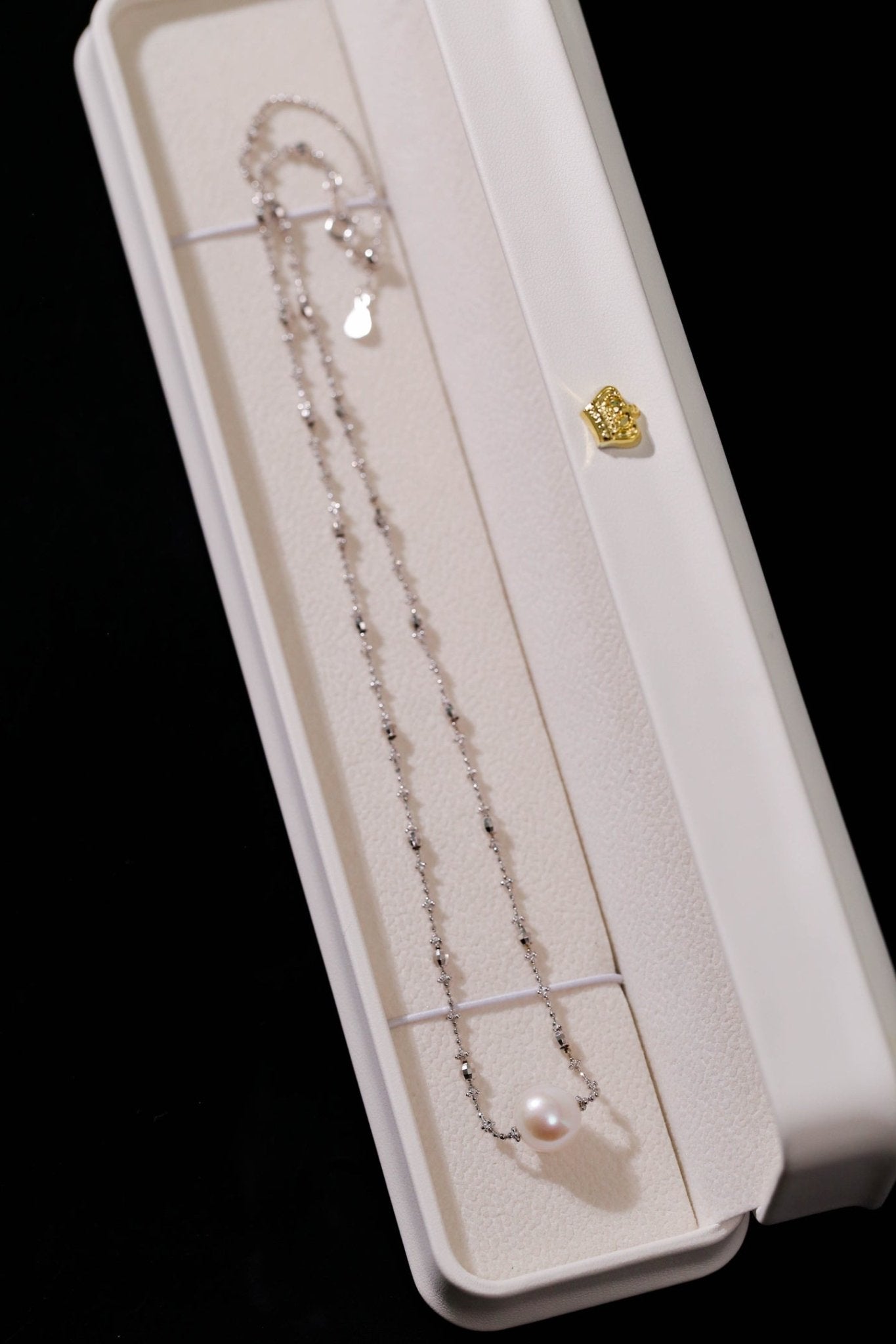 Fairy Link Necklace with 10 - 11mm Natural Freshwater Pearls — Platinum - Plated 925 Silver - floysun