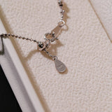Fairy Link Necklace with 10 - 11mm Natural Freshwater Pearls — Platinum - Plated 925 Silver - floysun