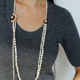 Fan - Shaped Natural Pearl Long Necklace | Vintage Layered Statement Necklace - floysun