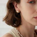 Fan-Shaped Pearl Stud Earrings - floysun