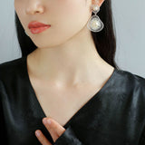 Fashionable Hollow Ripple Double Pearl Earrings - floysun