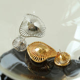 Fashionable Hollow Ripple Double Pearl Earrings - floysun