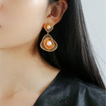 Fashionable Hollow Ripple Double Pearl Earrings - floysun