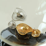 Fashionable Hollow Ripple Double Pearl Earrings - floysun