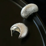 “Fat Moon” Matte Crescent Stud Earrings - floysun