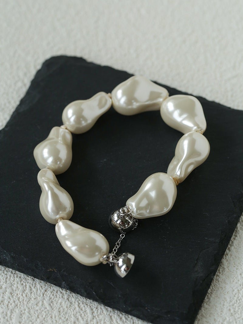 Faux Baroque Pearl Beaded Bracelet - Magnetic - Clasp Bracelet - floysun