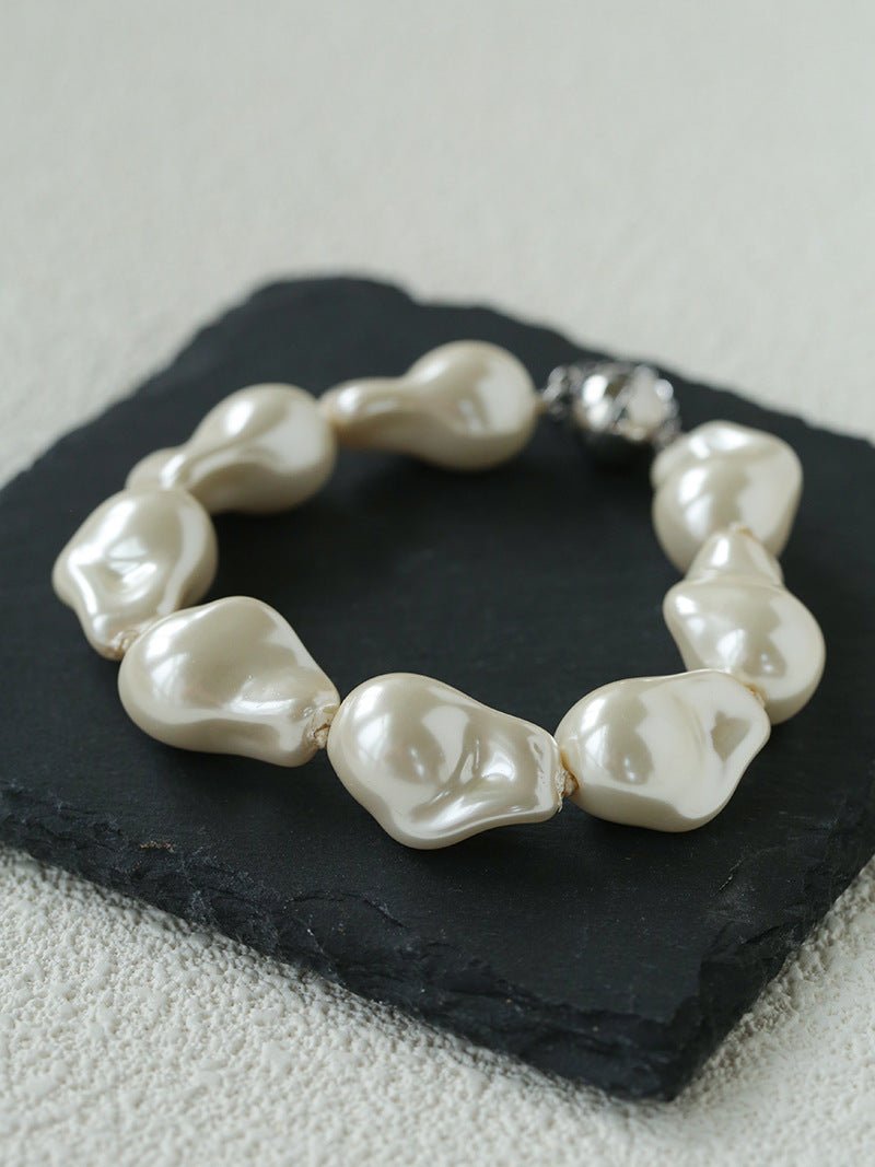 Faux Baroque Pearl Beaded Bracelet - Magnetic - Clasp Bracelet - floysun