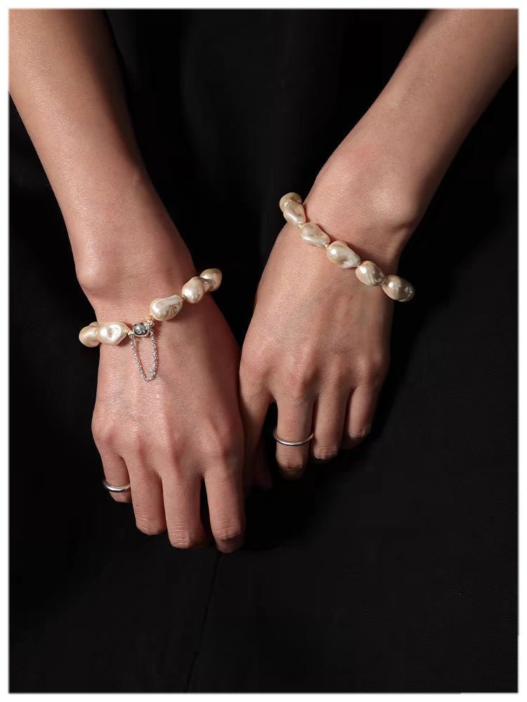 Faux Baroque Pearl Beaded Bracelet - Magnetic - Clasp Bracelet - floysun