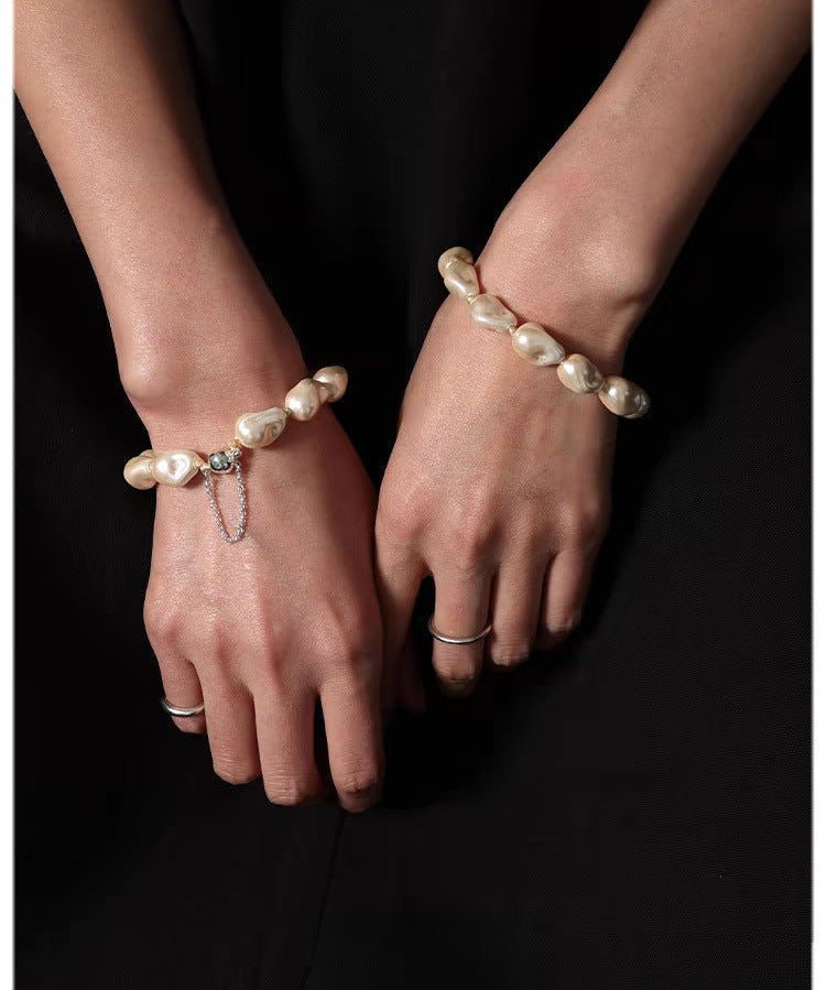 Faux Baroque Pearl Beaded Bracelet - Magnetic - Clasp Bracelet - floysun
