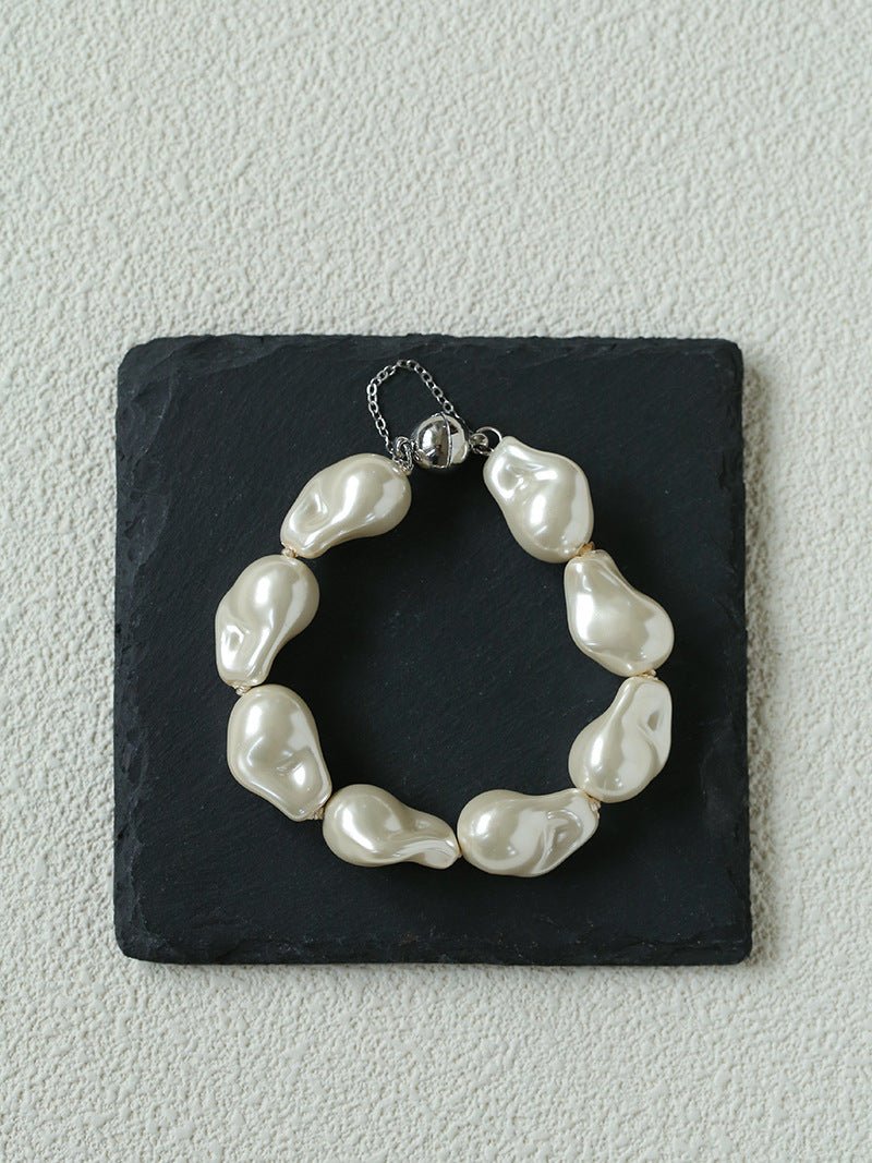 Faux Baroque Pearl Beaded Bracelet - Magnetic - Clasp Bracelet - floysun