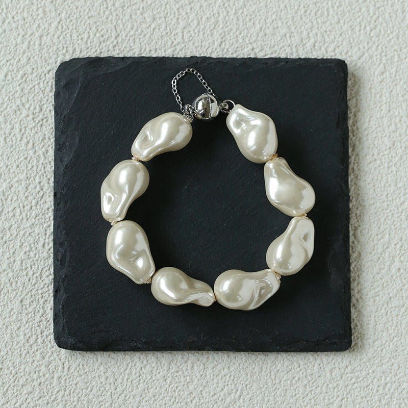 Faux Baroque Pearl Beaded Bracelet - Magnetic - Clasp Bracelet - floysun