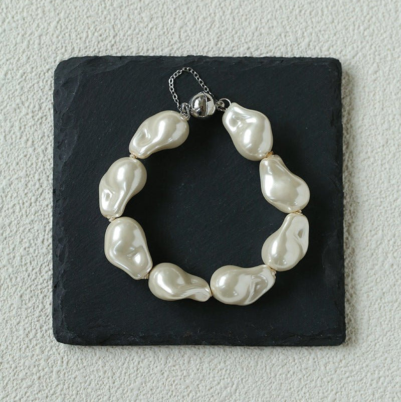 Faux Baroque Pearl Beaded Bracelet - Magnetic - Clasp Bracelet - floysun