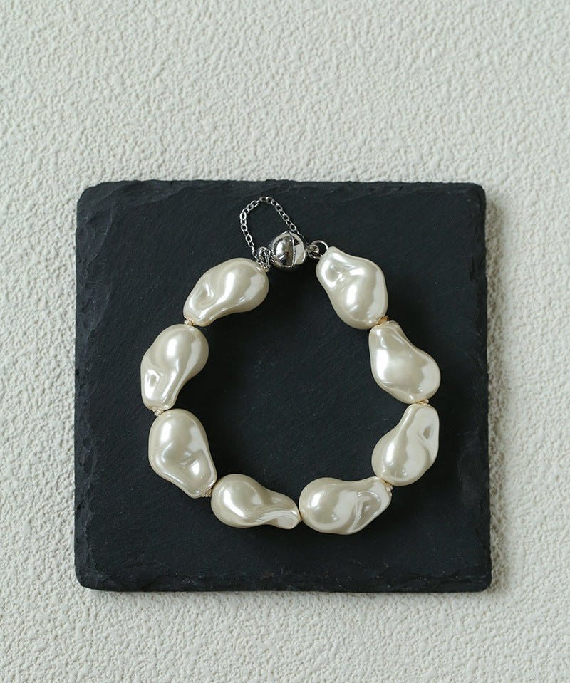 Faux Baroque Pearl Beaded Bracelet - Magnetic - Clasp Bracelet - floysun