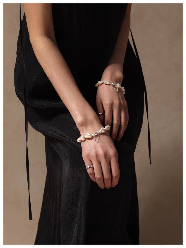 Faux Baroque Pearl Beaded Bracelet - Magnetic - Clasp Bracelet - floysun