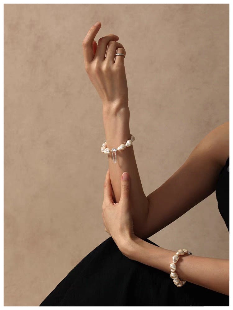 Faux Baroque Pearl Beaded Bracelet - Magnetic - Clasp Bracelet - floysun